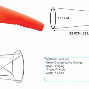 Windsock orange and white 5feet ,7feet With frame GI